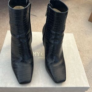 Jimmy Choo Croc Embossed leather boots. Color: Dusk. Size 36.5